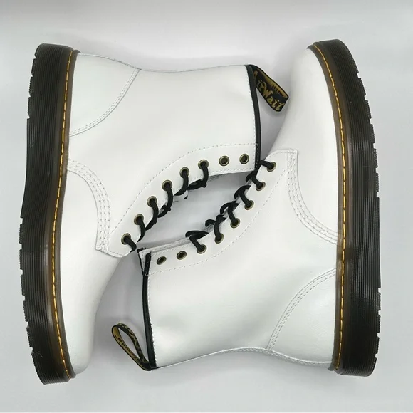 Unisex Dr. Martens Zavala White Leather Combat Boot Women’s Size 11=Men 10 New - Picture 7 of 10